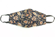 Deep Navy Red Floral Print Cotton Mask [7436]