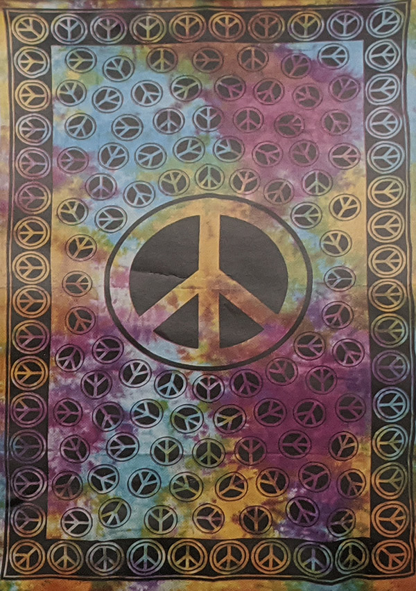 Handmade Tapestry in Multicolored Peace Print In Full