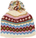 White and Red Hat with Pompom Fleece Lined [8066]