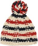 White and Red Hat with Pompom Fleece Lined [8068]