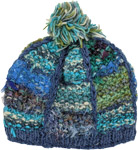 Blue Hat with Pompom Fleece Lined [8070]