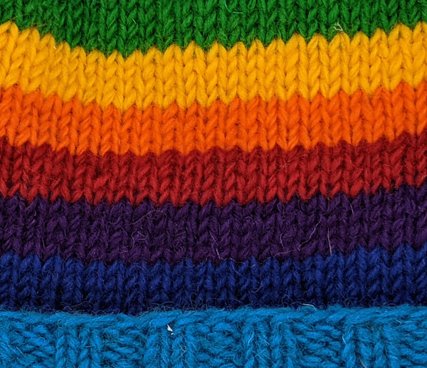 Blue Rainbow Beanie Hand Knit Woolen Hat
