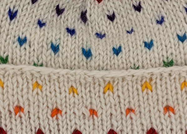 White Rainbow Dust Wool Hat with Colorful Pompom