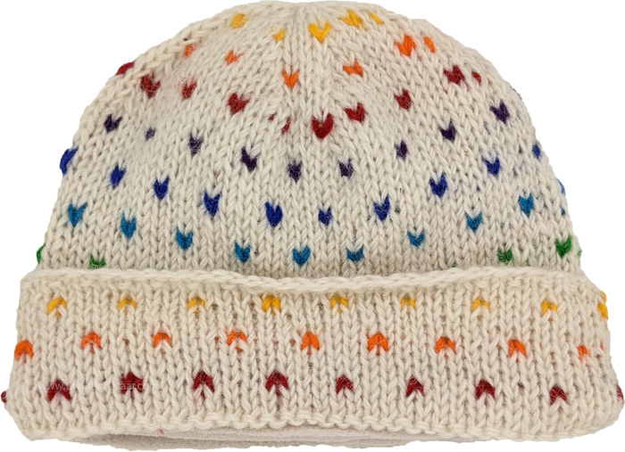 White Wool Hat with Colorful Sprinkles