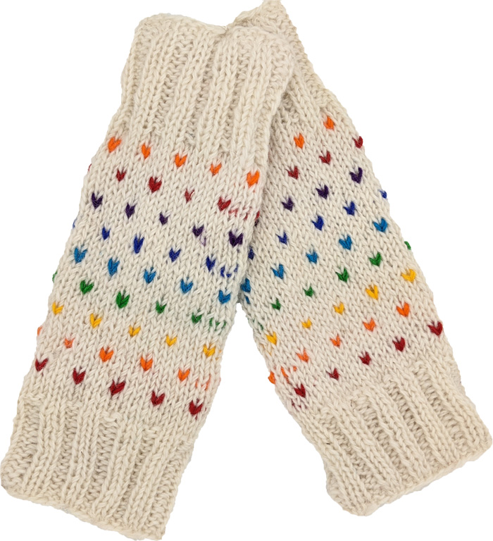 White Wool Leg Warmers with Rainbow Sprinkles
