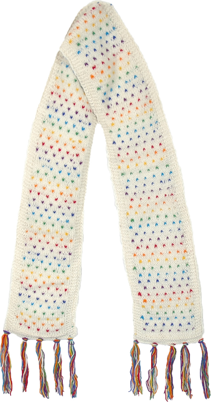 Rainbow Dusted White Wool Scarf Muffler