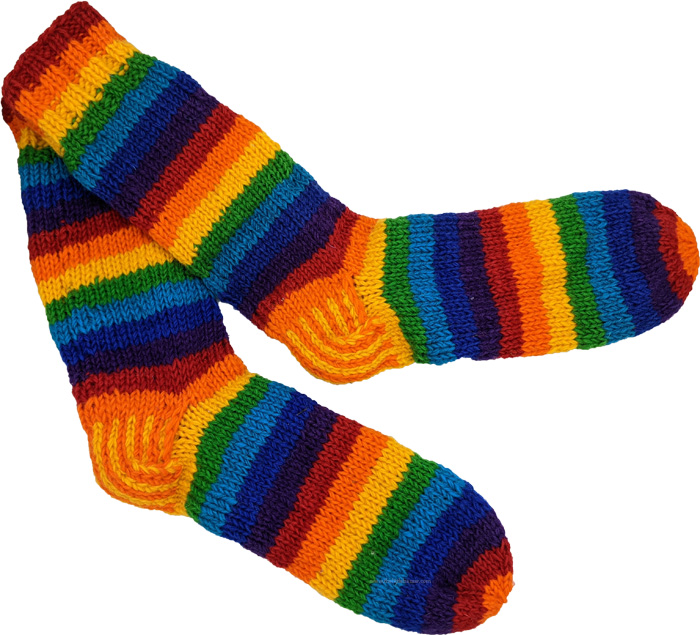 Hand Knit Rainbow Wool Socks