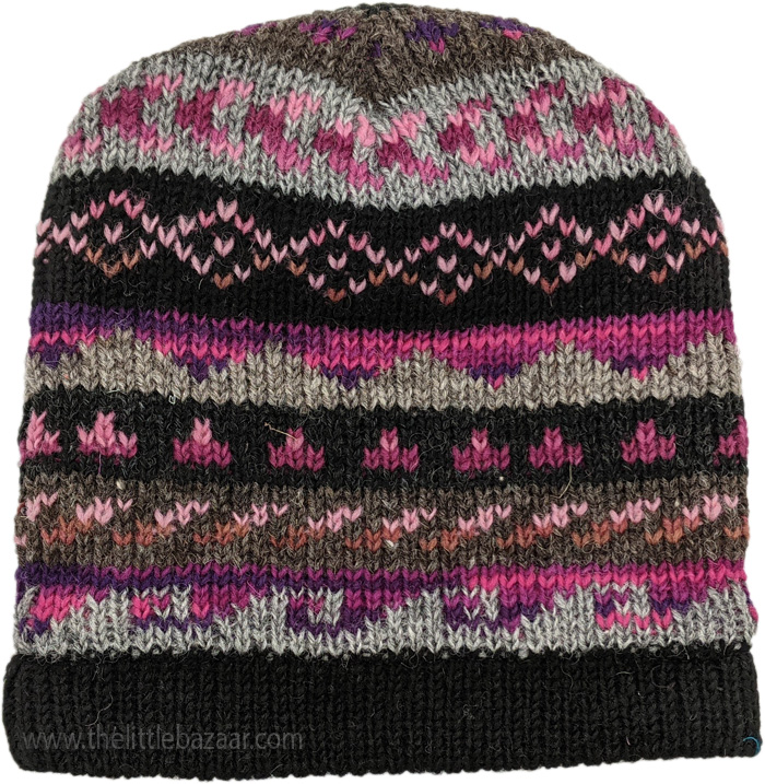 Pink Pure Wool Hand Knit Hat