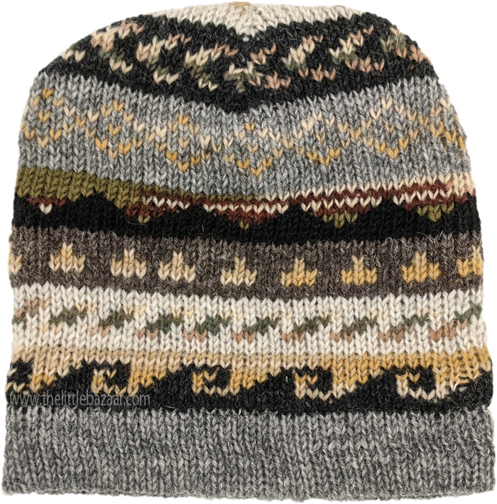 Brown Pure Wool Hand Knitted Hat