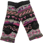 Fleece Lined Boho Chic Wool Wrist Warmers in Pink [8243]