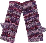 Bohemian Wool Hand Knit Purple Wrist Warmers [8246]