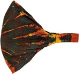 Black Orange Cotton Tie Dye Headband [8356]