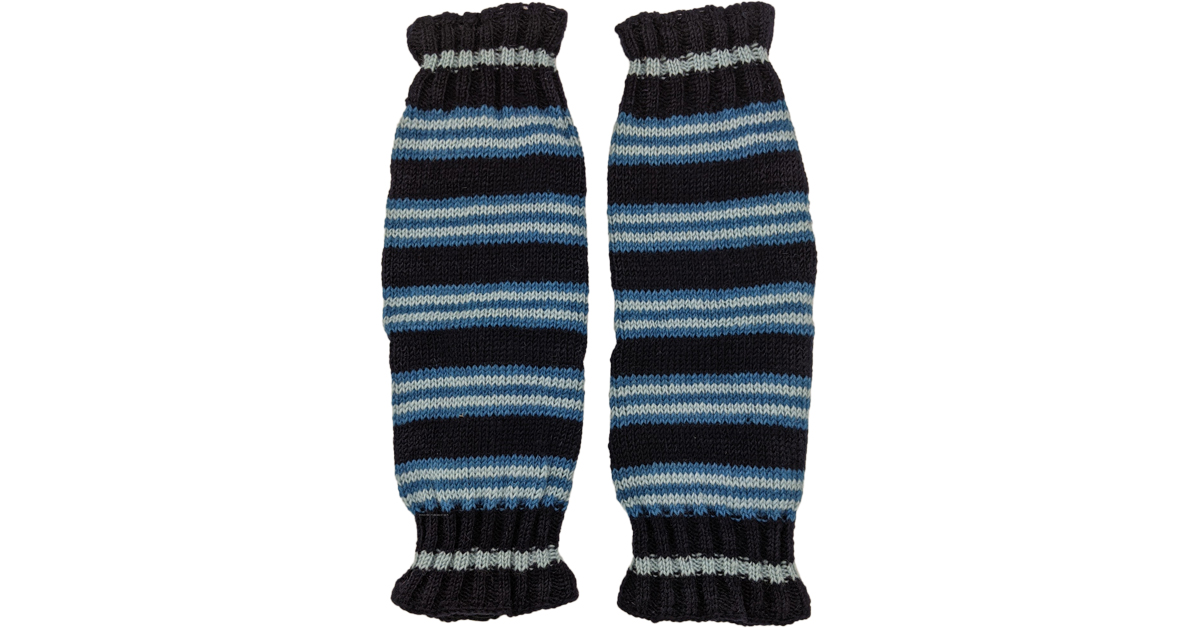 Classic Blue Striped Woolen Leg Warmers Accessories Blue Gift