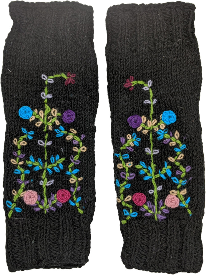 Midnight Flowers Handmade Woollen Leg Warmers