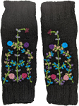 Floral Woollen Leg Warmers in Black [8759]