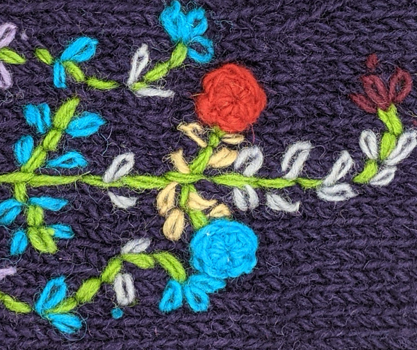 Purple Woolen Leg Warmers with Floral Details