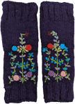 Purple Woolen Leg Warmers with Floral Details