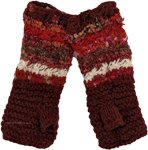 Groovy Fleece Red Hand Warmers with Striped Design [8770]