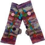 Colorful Hippie Hand Warmers with Striped and Floral Details [8775]
