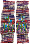 Floral Woollen Leg Warmers in Shades of Pink and Blue [8776]