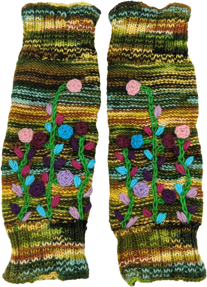 Jungle Sunset Handmade Woollen Floral Leg Warmers