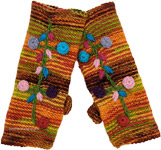 Groovy Fleece Colorful Hand Warmers with Striped and Floral Details [8779]