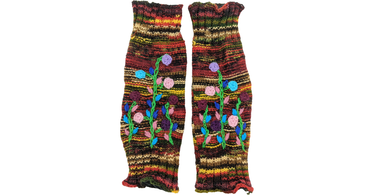 Lava Lush Woolen Leg Warmers with Floral Design | Accessories ...