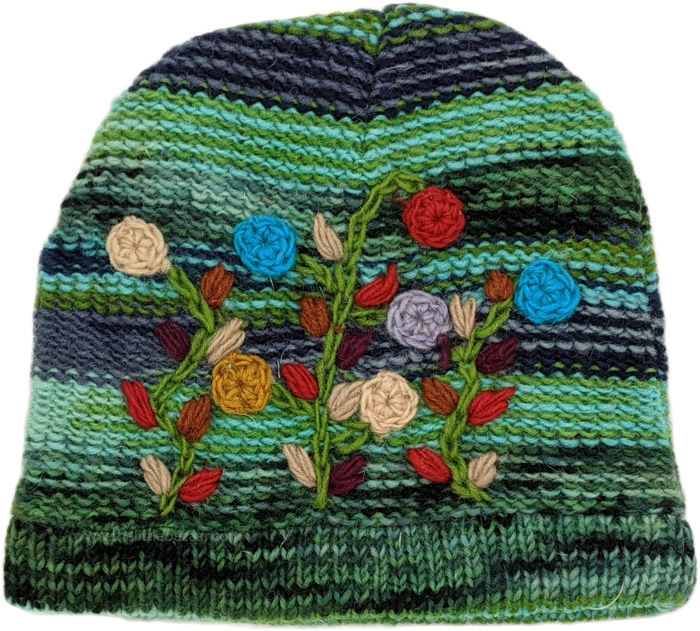 Prairies Unisex Wool Winter Hat with Floral Details
