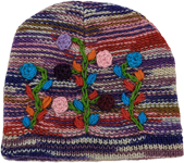 Soothing Multicolored Floral Hippie Woolen Skull Cap