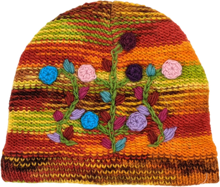 Winter Sunset Unisex Floral Woolen Winter Cap