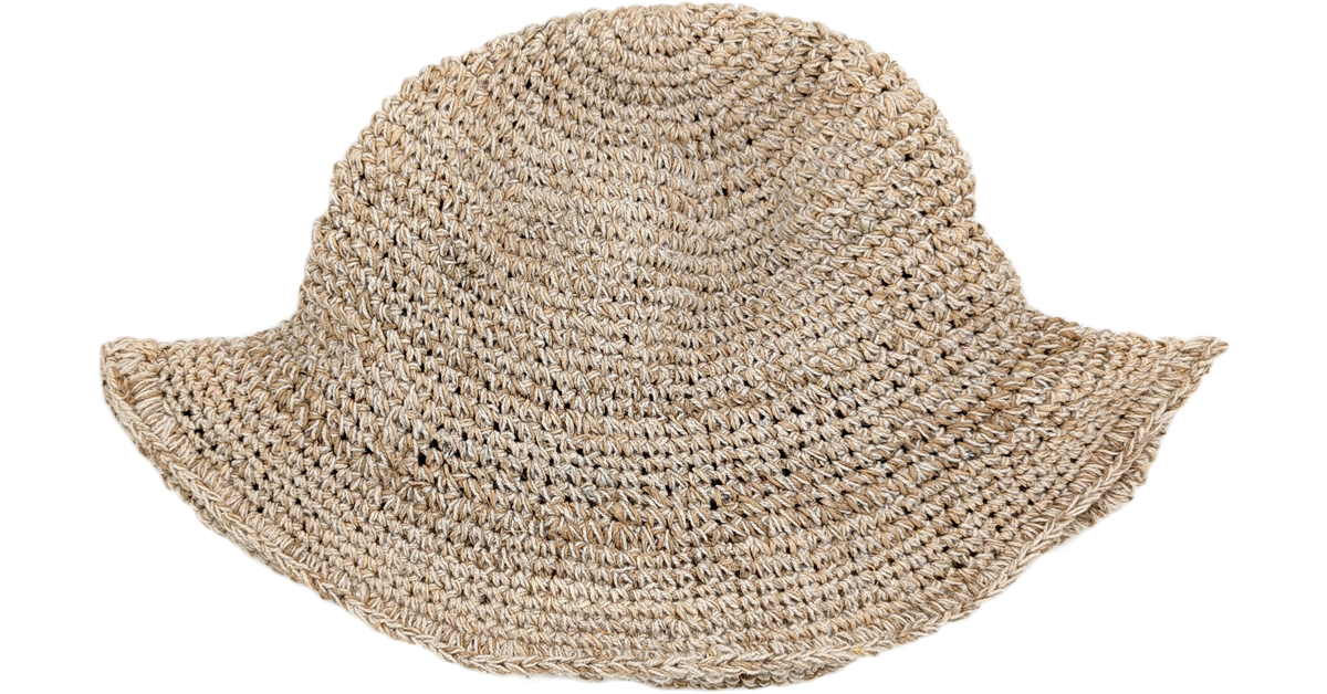 NWT Embossed Crochet Hemp Wide Brim Hat With Crochet Seashell Brooche Rachel 4 main image 2