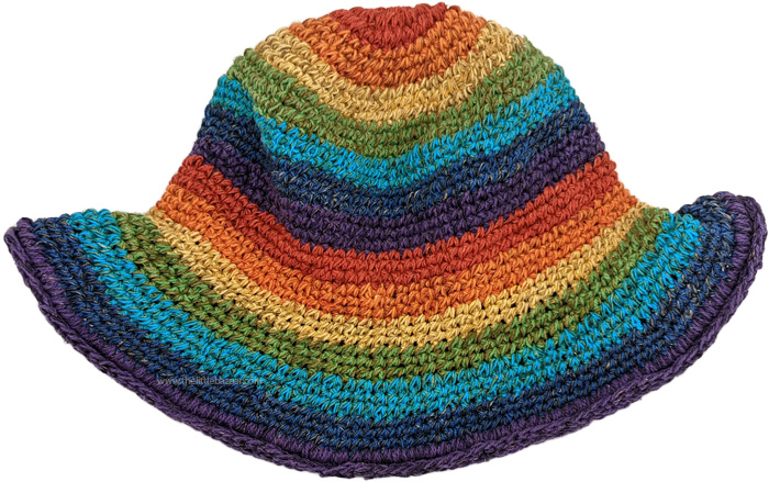 Rainbow Magic Crochet Hippie Hemp Hat in Hemp by TLB