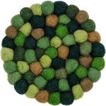Green Toned Wool Coaster Set for Tea [9238]