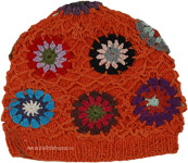 Cheerful Orange Pop Cotton Crochet Beanie Hat
