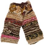 Boho Chic Brown Wrist Warmers in Knitted Wool [9671]