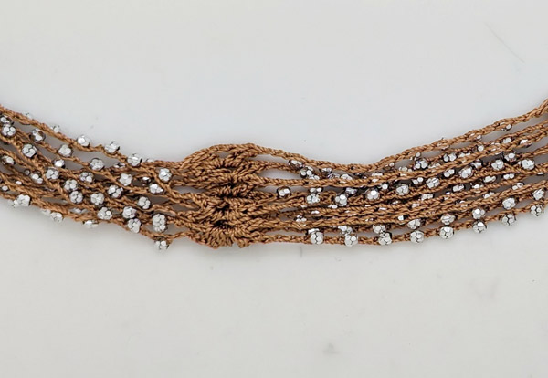 Mocha Crochet Waist Belt with Shining Beads