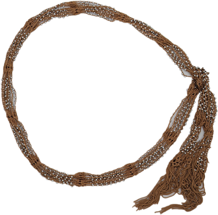 Mocha Crochet Waist Belt with Shining Beads
