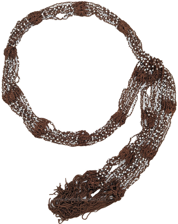 Choco Crochet Waist Belt with Shining Beads