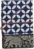 Navy Travel Fabric Notebook with Shiny Ribbon M