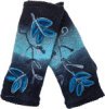 Teal Blue and Floral Hand Knitted Woolen Hand Warmers