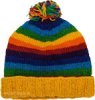 Multicolored Hippie Hues Woolen Flowers Striped Skull Cap