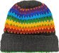 Rainbow Winter Woolen Beanie Hat in Black