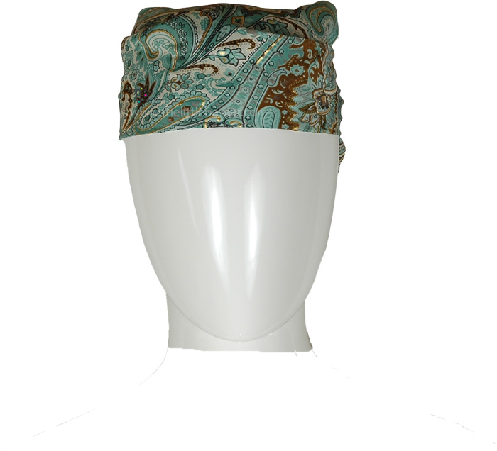 Silky Feel Sea Green Gold Paisley Bandana