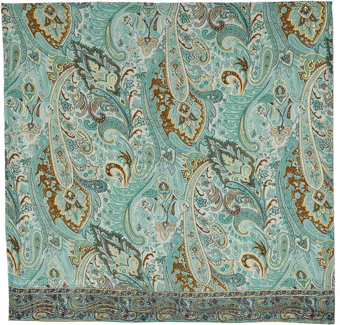 Silky Feel Sea Green Gold Paisley Bandana
