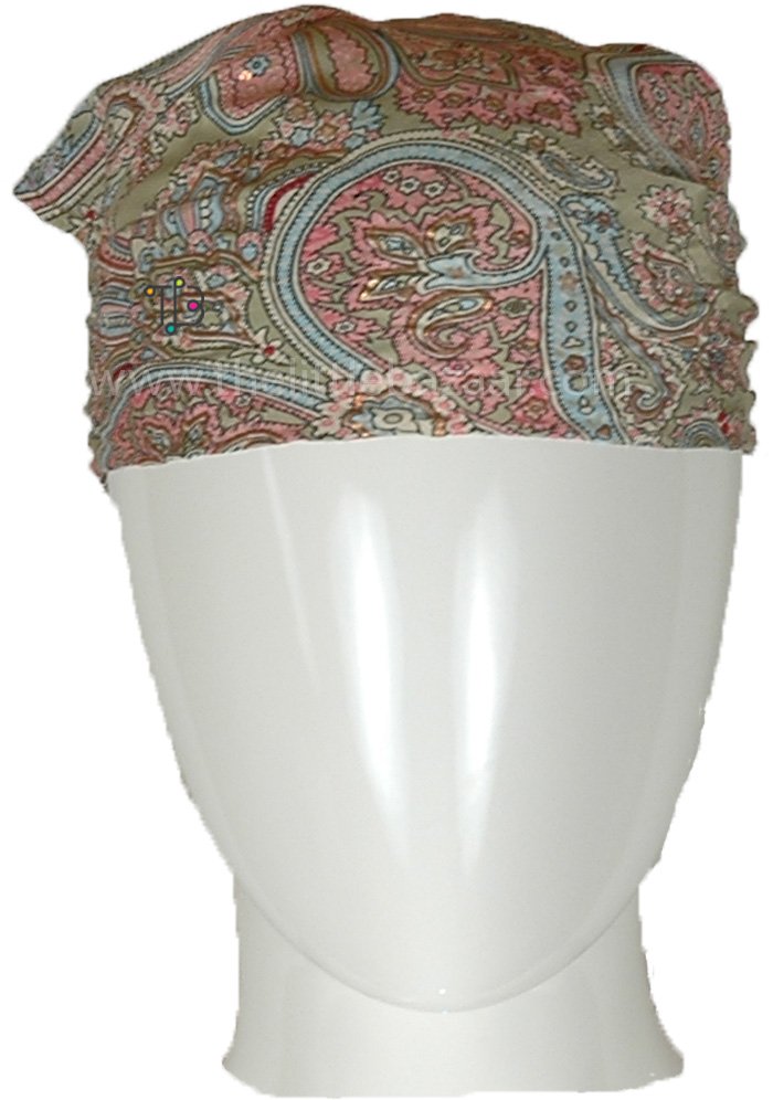 Turkish Printed Pink Gold Paisley Bandana