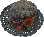 Scalloped Dusty Blue Crochet Hemp Sun Hat