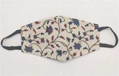 Elegant Beige Face Cover in Purple Grey Buds Floral Design