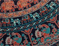 Handmade Elephant and Animals Print Tapestry Full