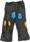 Light Black Cotton Razor Leg Warmer with Floral Designs