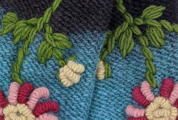 Floral Burst Handwarmer in Hand Knit Wool